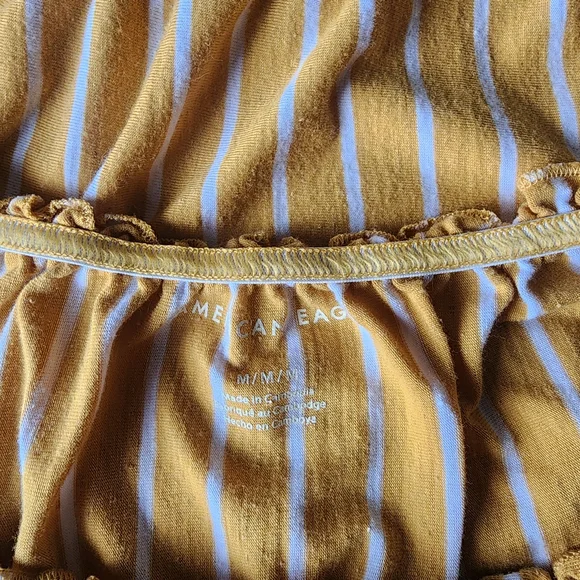 American Eagle Outfitters Mustard Striped Blouse - Picture 3 of 3